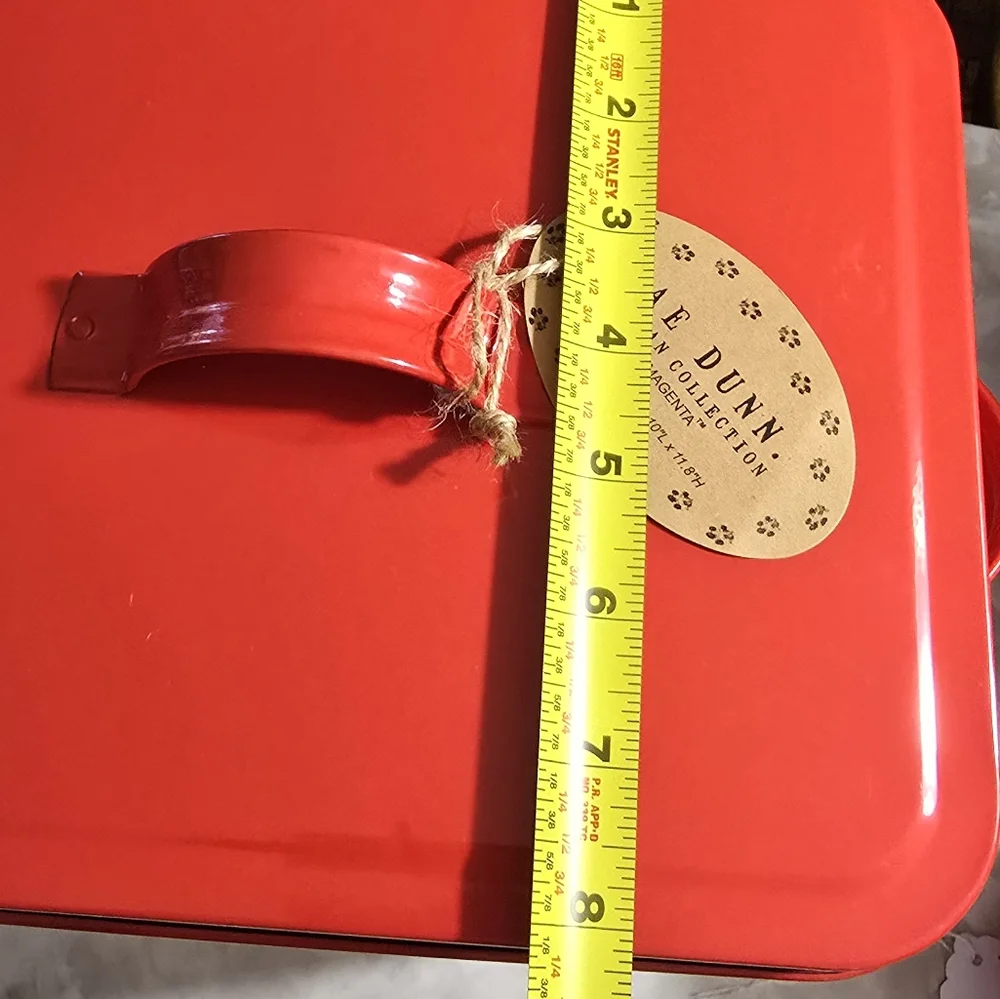Rae Dunn Artisan SANTA PAWS Red Tin Dog Cat food storage toys collars